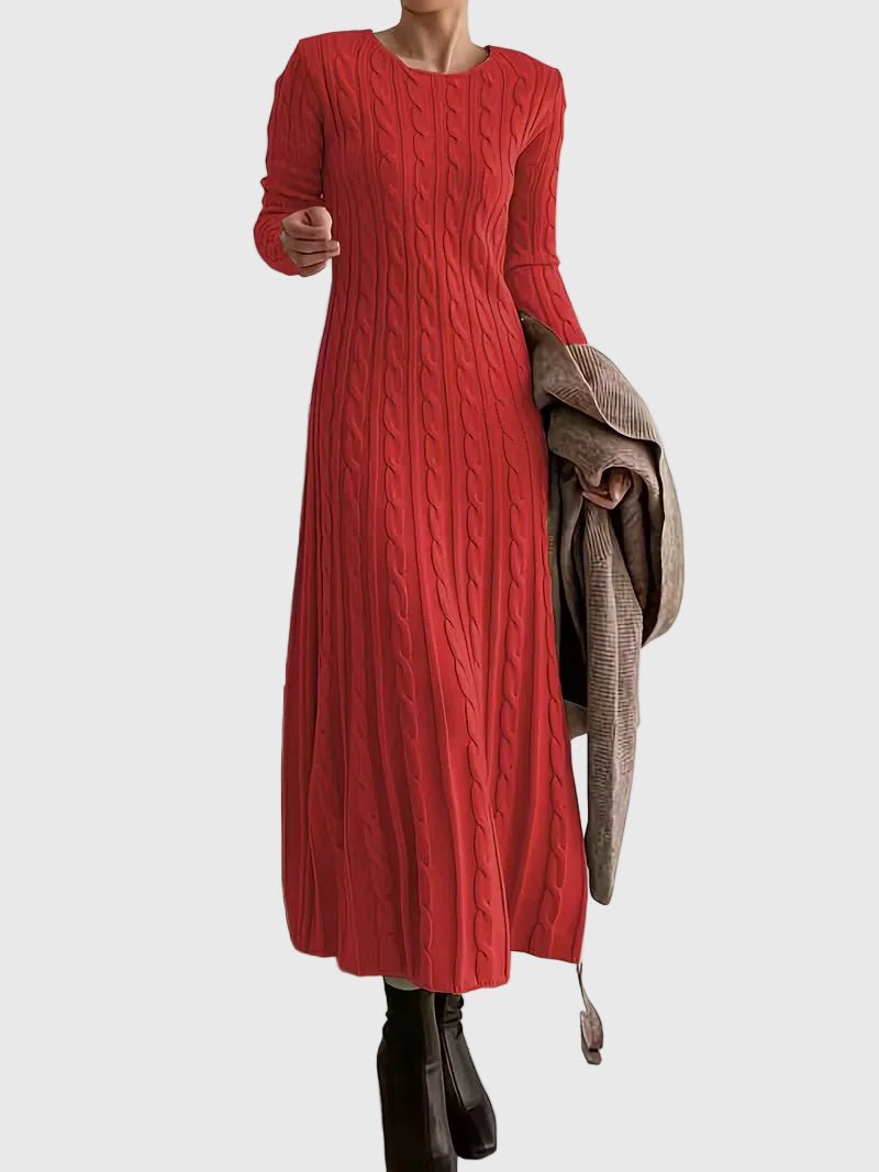 Lily | Women's Cable-Knit Long-Sleeve Maxi Jumper Dress