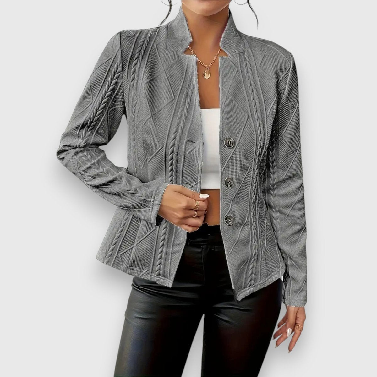 Ivy | Women's Cable-Knit Mock-Neck Long-Sleeve Fitted Jumper