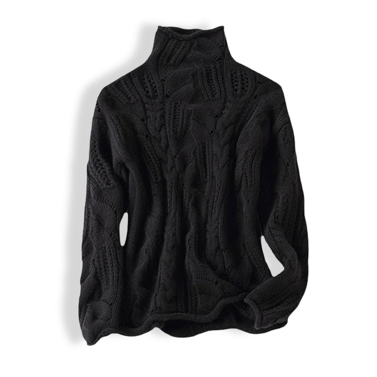 Emily | Women's Cable Knit Sweater Turtleneck Loose Fit Jumper