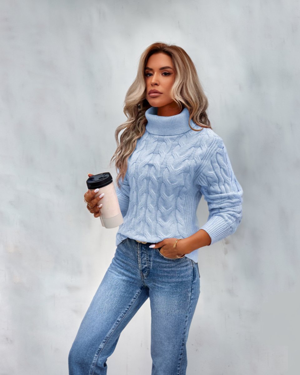 Isla | Women's Cable-Knit Turtleneck Sweater Long Sleeve Pullover Jumper