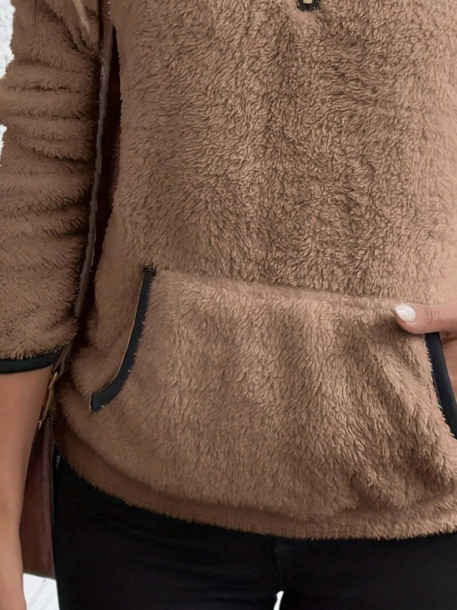 Aria | Womens Cardigan Half-Zip Fluffy Fleece Pullover Jumper