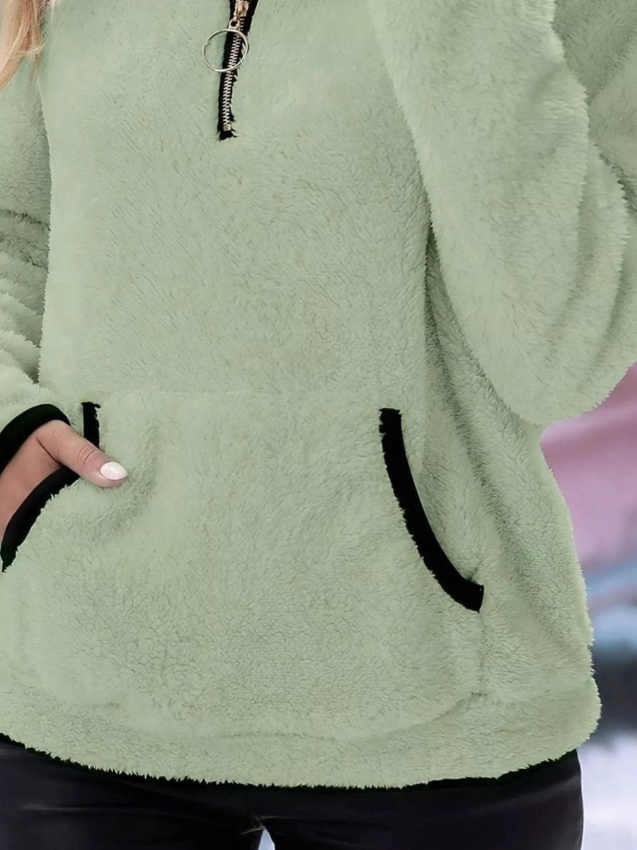 Aria | Womens Cardigan Half-Zip Fluffy Fleece Pullover Jumper
