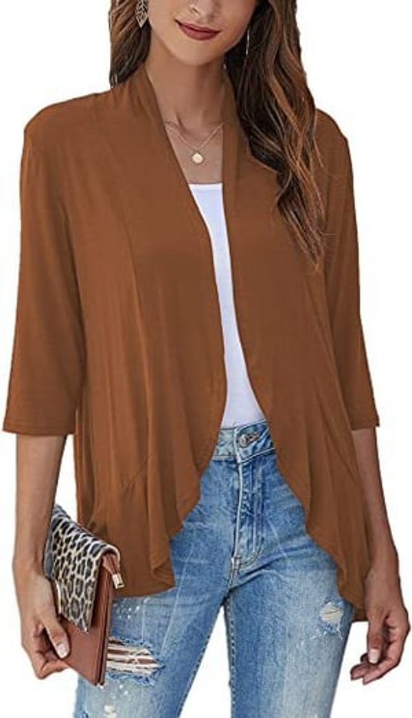 Emily | Women's Cardigan Lightweight Open Front 3/4 Sleeve Draped