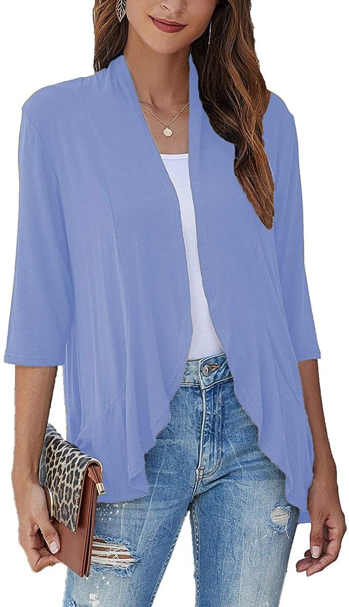 Emily | Women's Cardigan Lightweight Open Front 3/4 Sleeve Draped