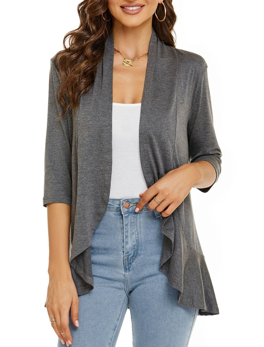 Emily | Women's Cardigan Lightweight Open Front 3/4 Sleeve Draped