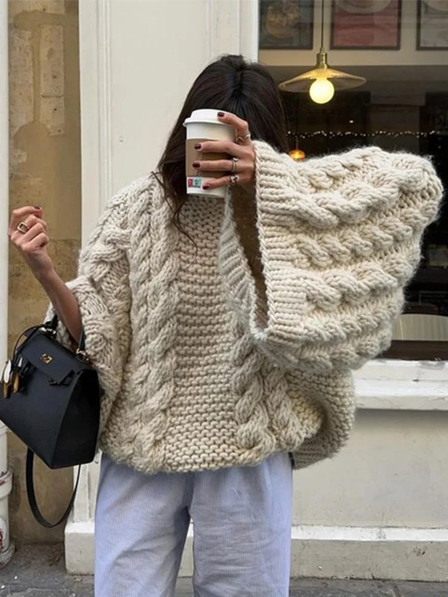 Freya | Women's Cardigan Oversized Chunky Cable-Knit Jumper