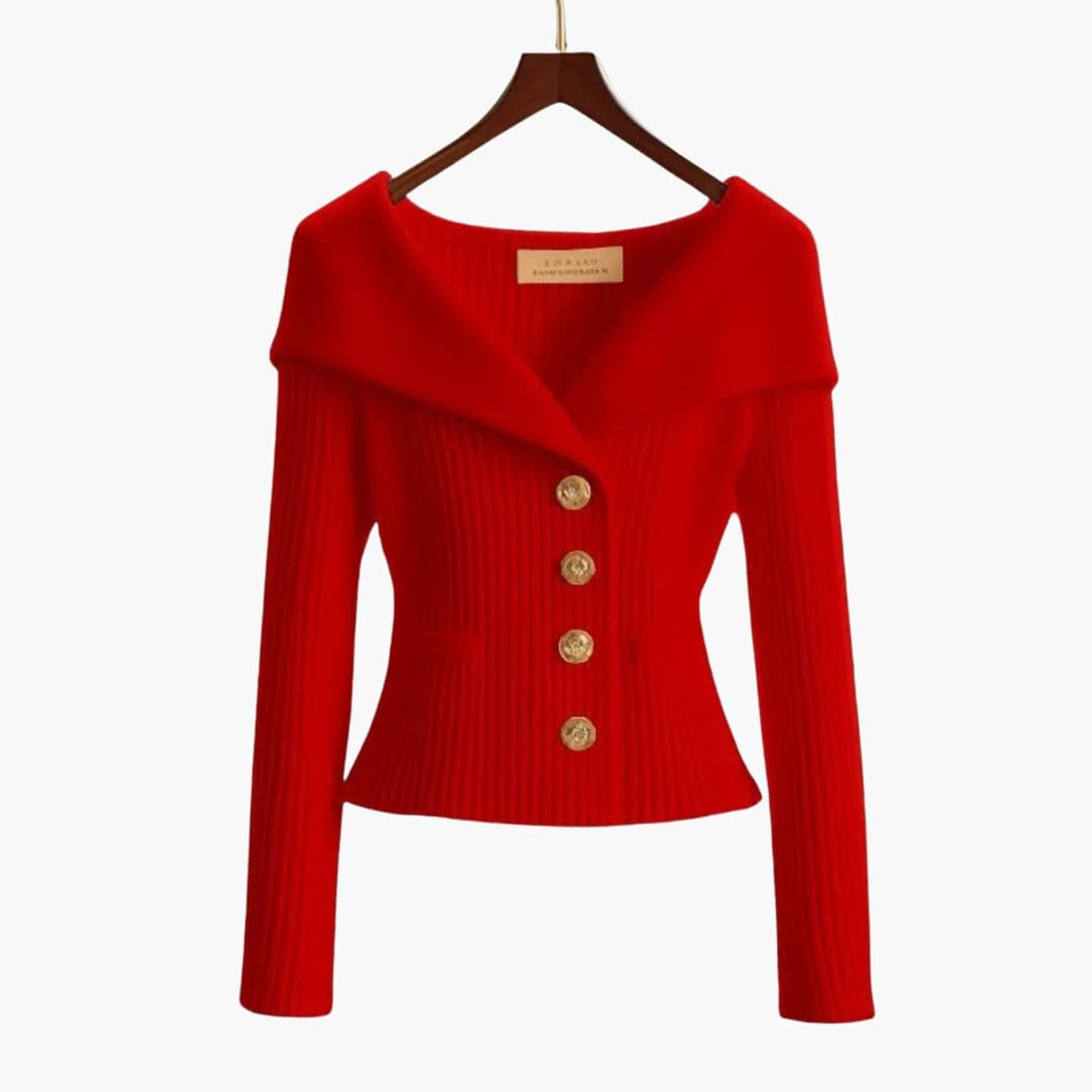 Florence | Women's Cardigan Ribbed Knit Off-Shoulder Button-Up Jumper