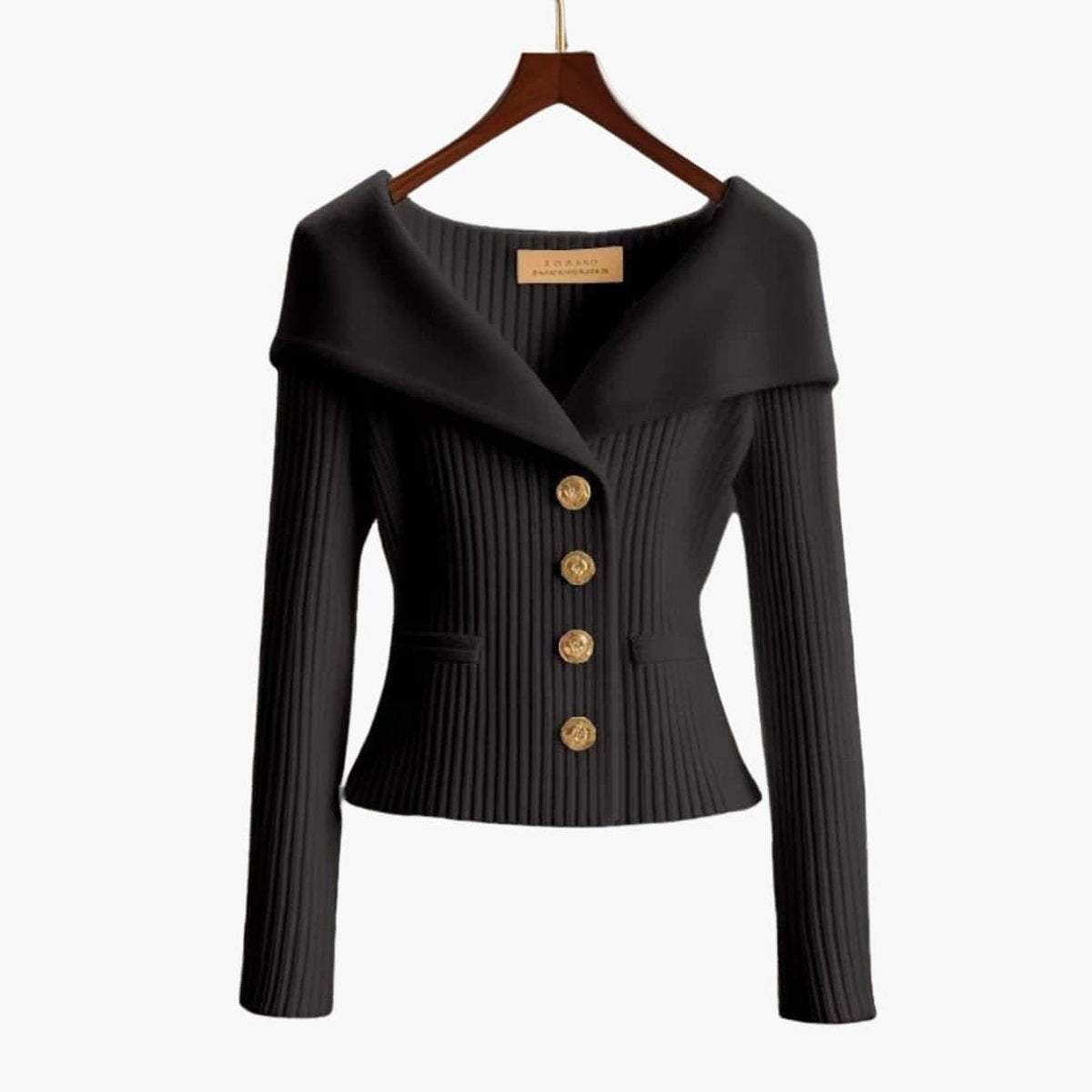 Florence | Women's Cardigan Ribbed Knit Off-Shoulder Button-Up Jumper