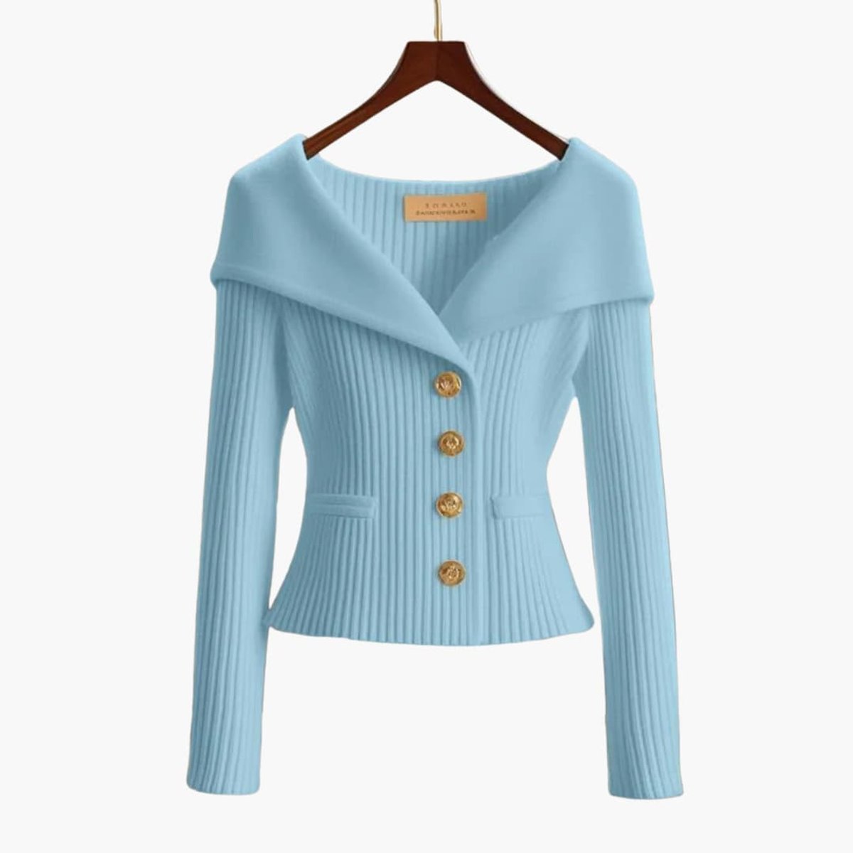 Florence | Women's Cardigan Ribbed Knit Off-Shoulder Button-Up Jumper