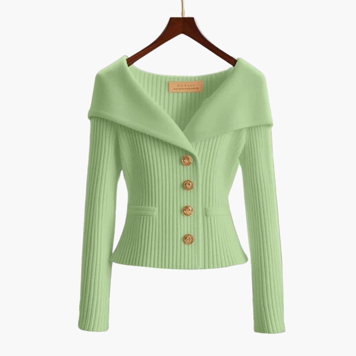 Florence | Women's Cardigan Ribbed Knit Off-Shoulder Button-Up Jumper