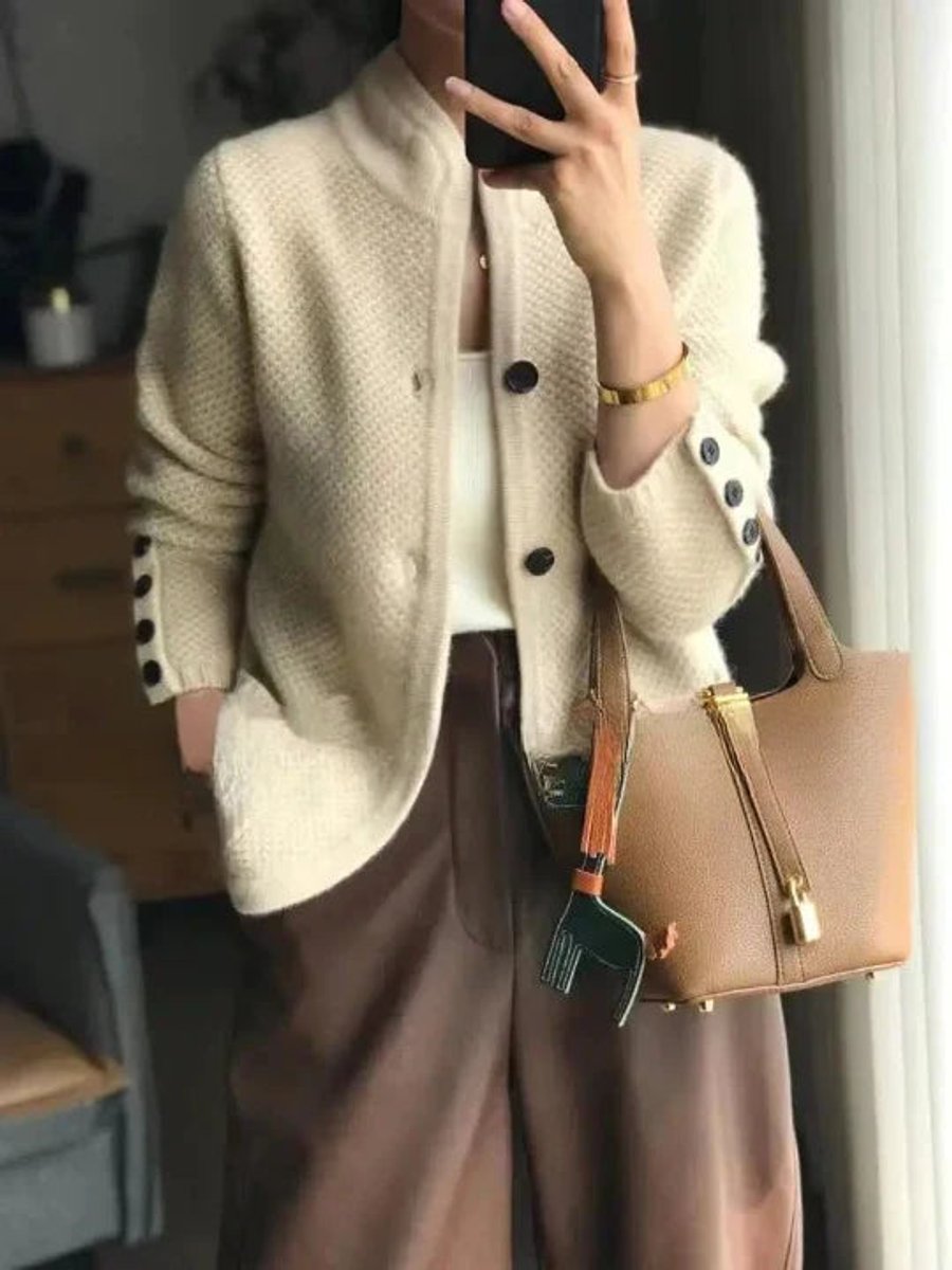 Lily | Women's Cashmere Wool Button-Up Knit Cardigan