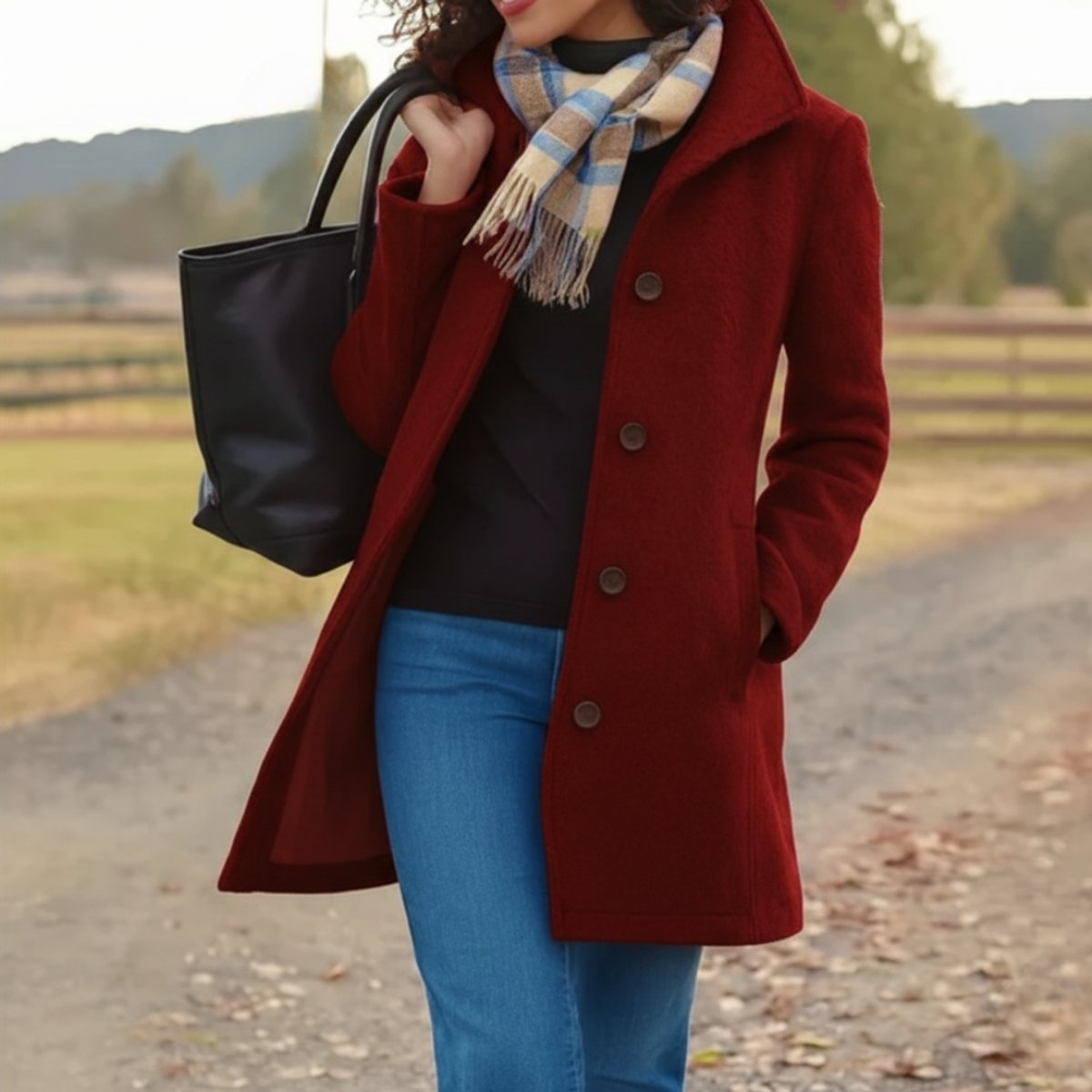 Phoebe | Women's Classic Mid-Length Button-Up Coat