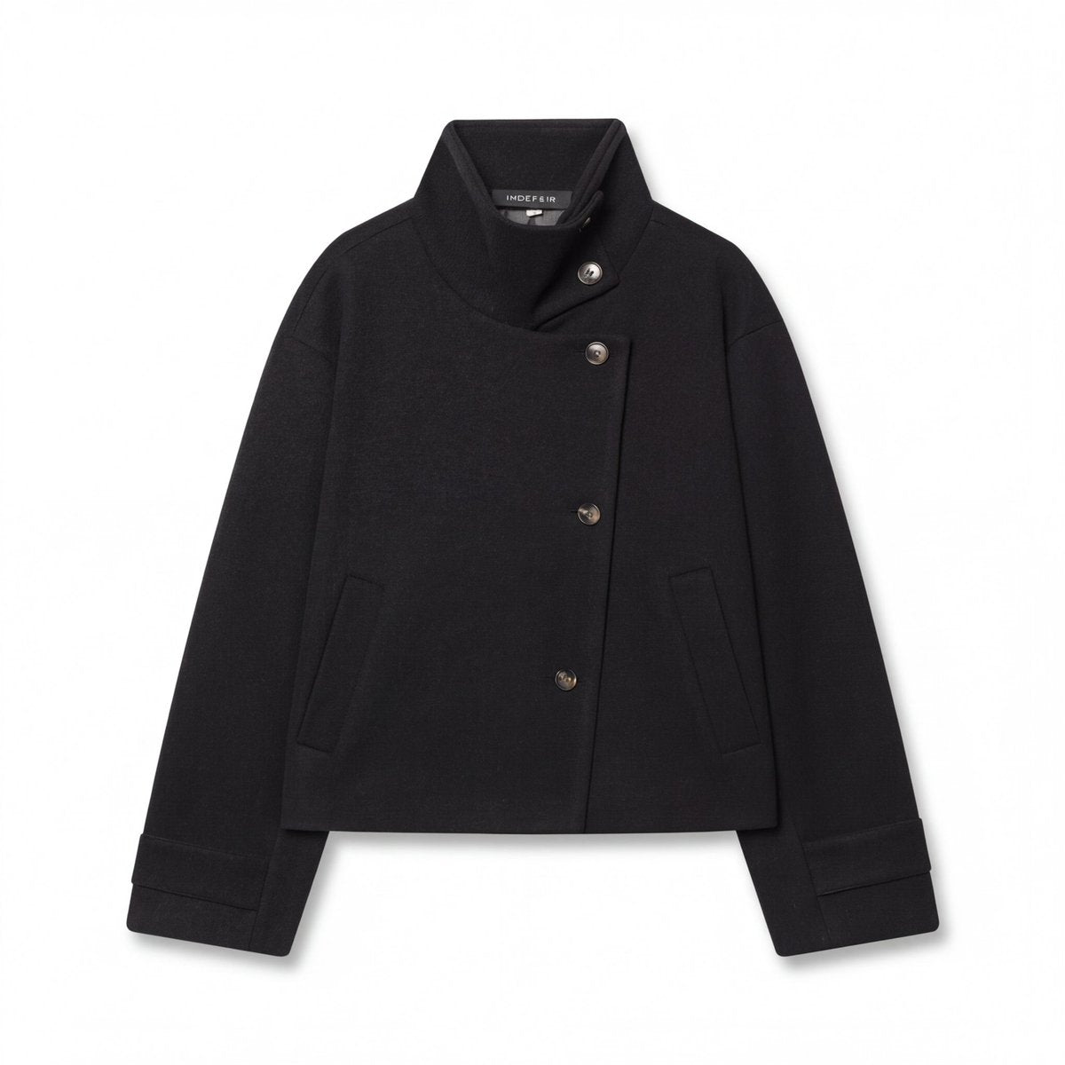 Florence | Womens Coat Wool Stand Collar Asymmetric Button Jacket