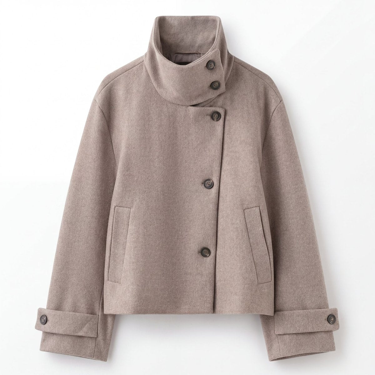 Florence | Womens Coat Wool Stand Collar Asymmetric Button Jacket