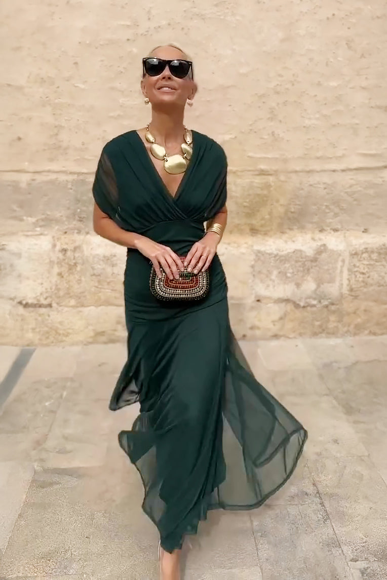 Women's Cocktail Off Shoulder Draped Maxi Dress
