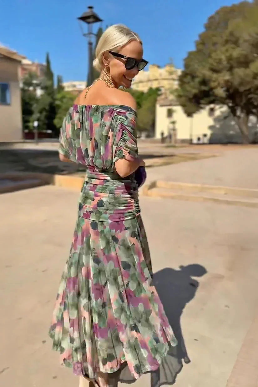 Women's Cocktail Off Shoulder Draped Maxi Dress