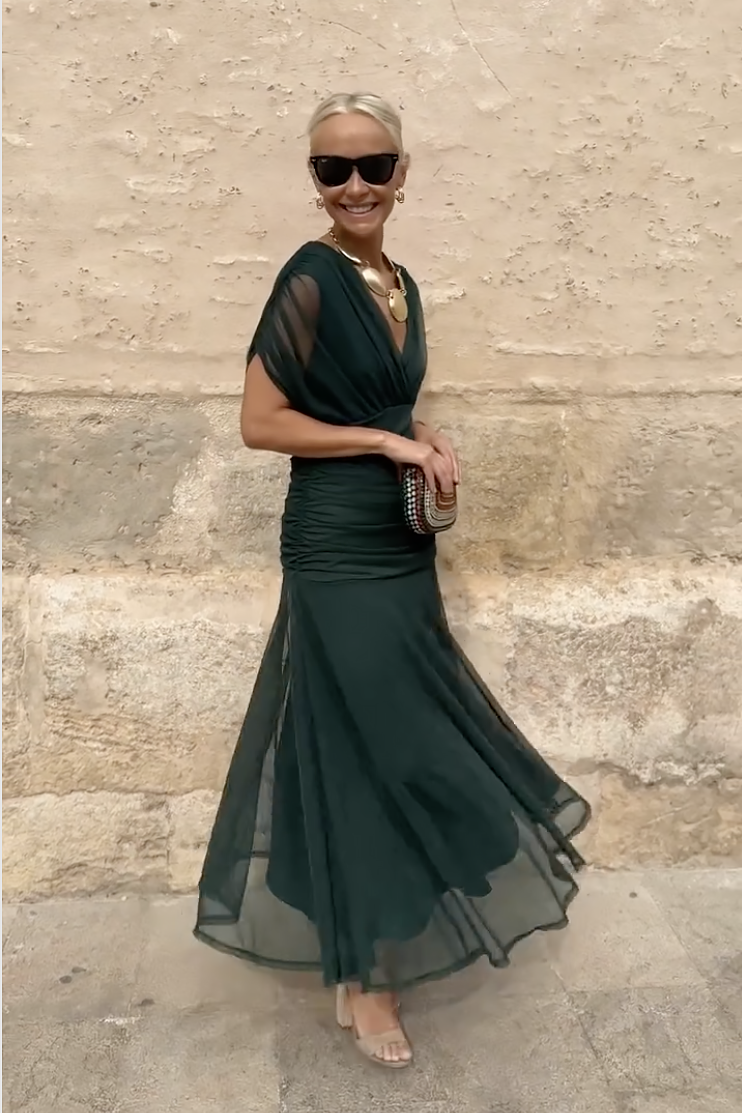Women's Cocktail Off Shoulder Draped Maxi Dress
