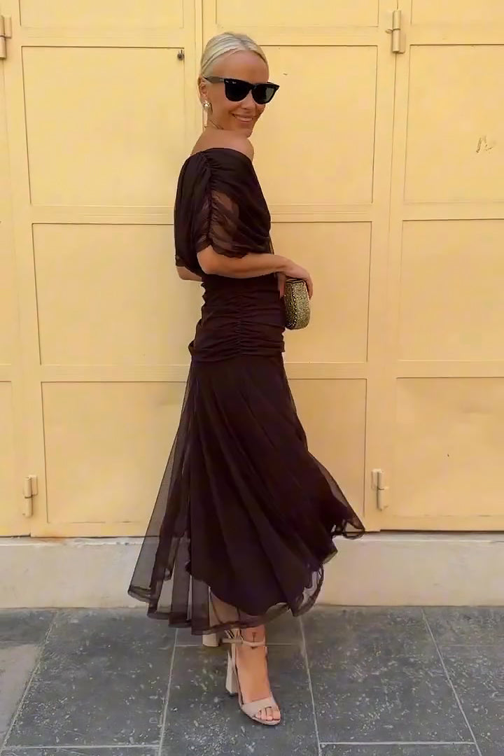 Women's Cocktail Off Shoulder Draped Maxi Dress