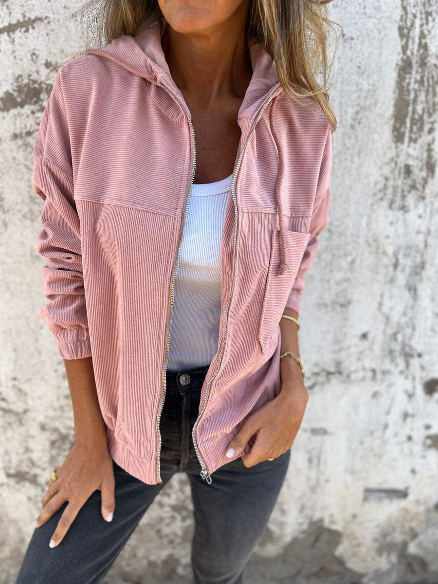 Mia | Women's Corduroy Hooded Zip-Up Jacket Oversized Casual