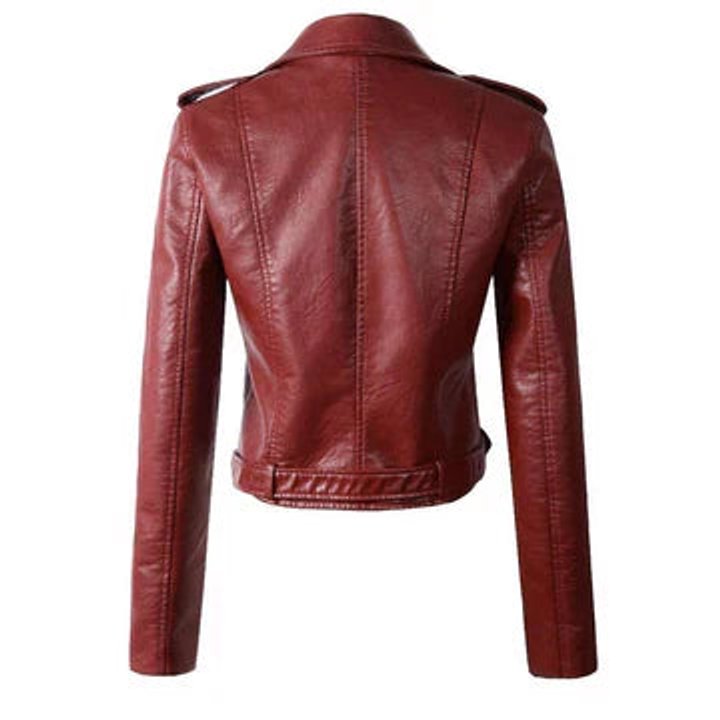Florence | Women's Cropped Biker Faux Leather Jacket Zip-Up