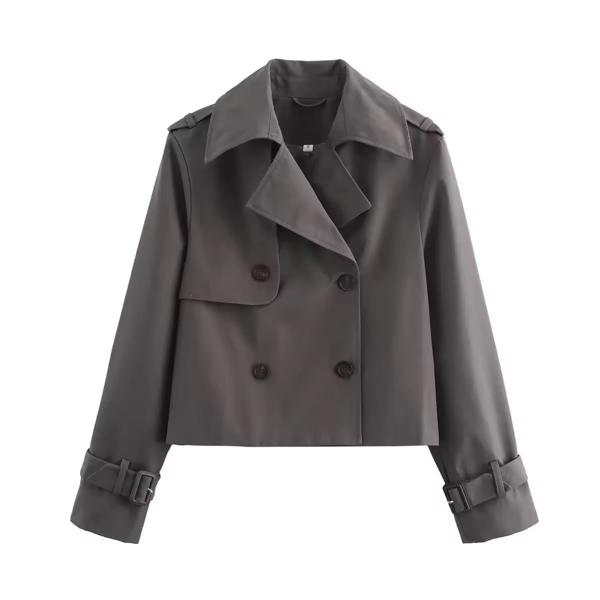Sienna | Women's Cropped Double-Breasted Trench Coat Buckle Cuff