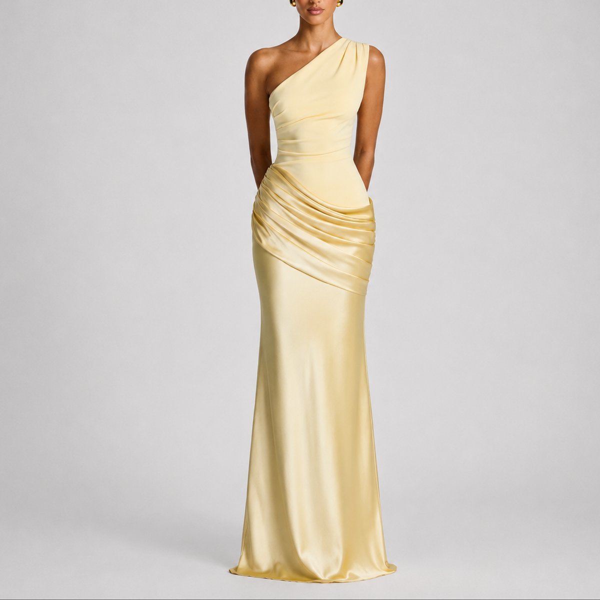 Florence | Women's Fall Wedding Guest Dresses One Shoulder Satin Maxi Gown
