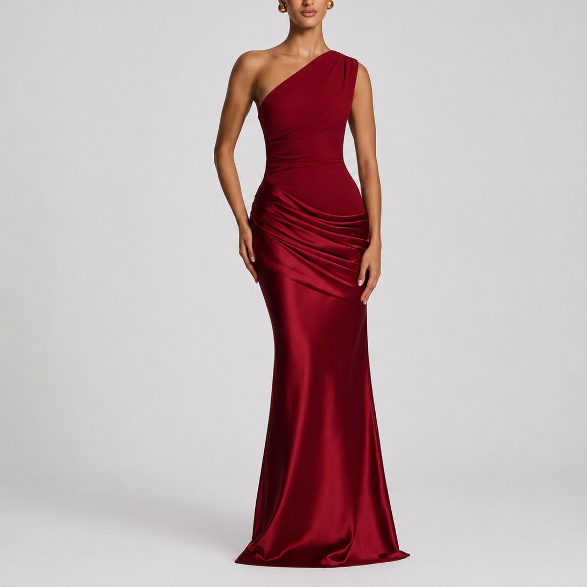 Florence | Women's Fall Wedding Guest Dresses One Shoulder Satin Maxi Gown