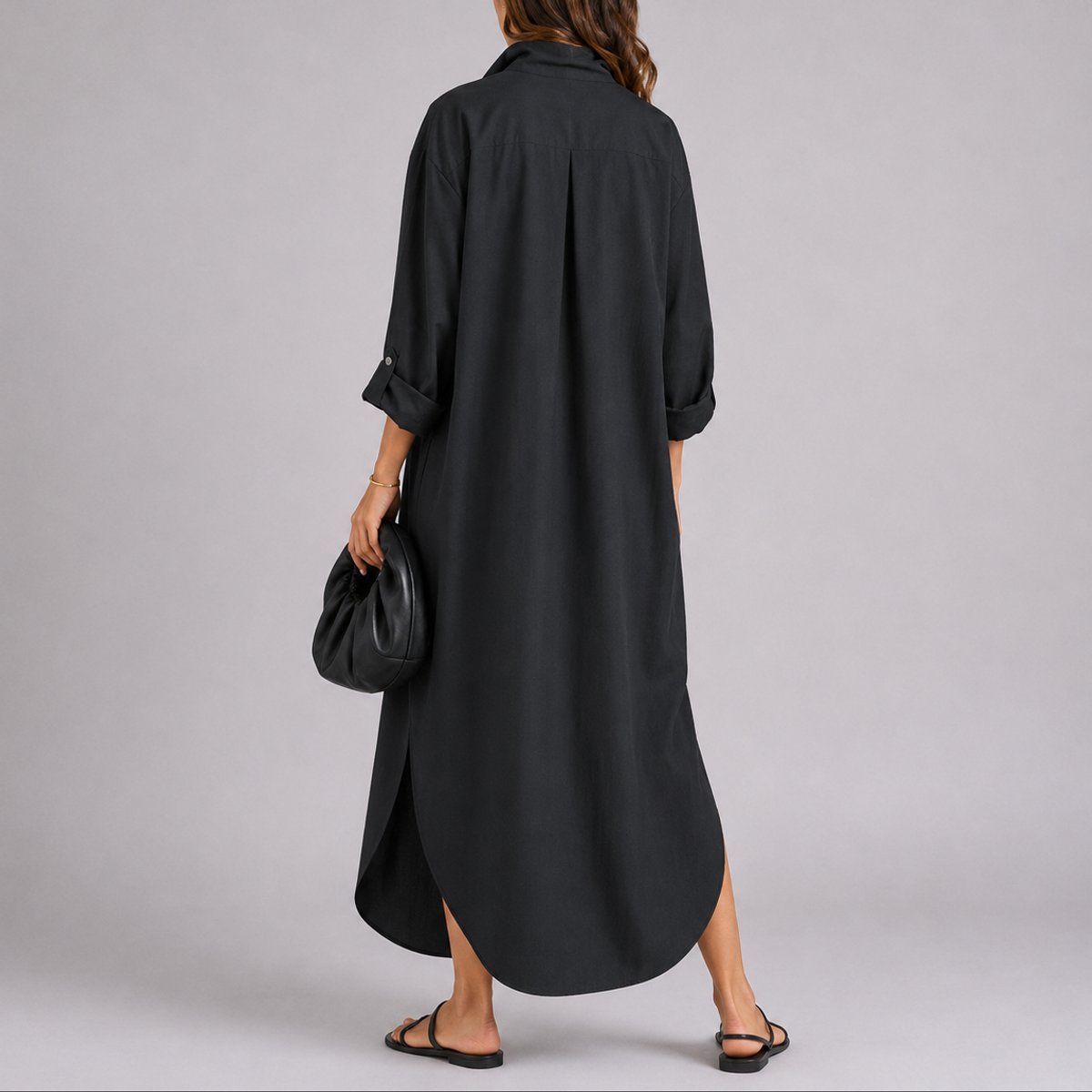 Phoebe | Women's Fall Wedding Guest Dresses Oversized Linen Shirt Maxi Dress