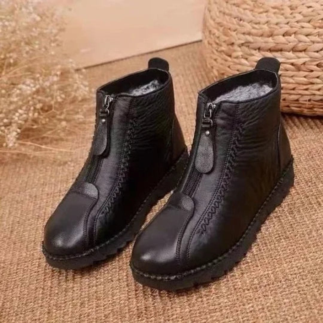 Grace | Women's Fleece-Lined Zip-Up Slip-Resistant Leather Ankle Boots
