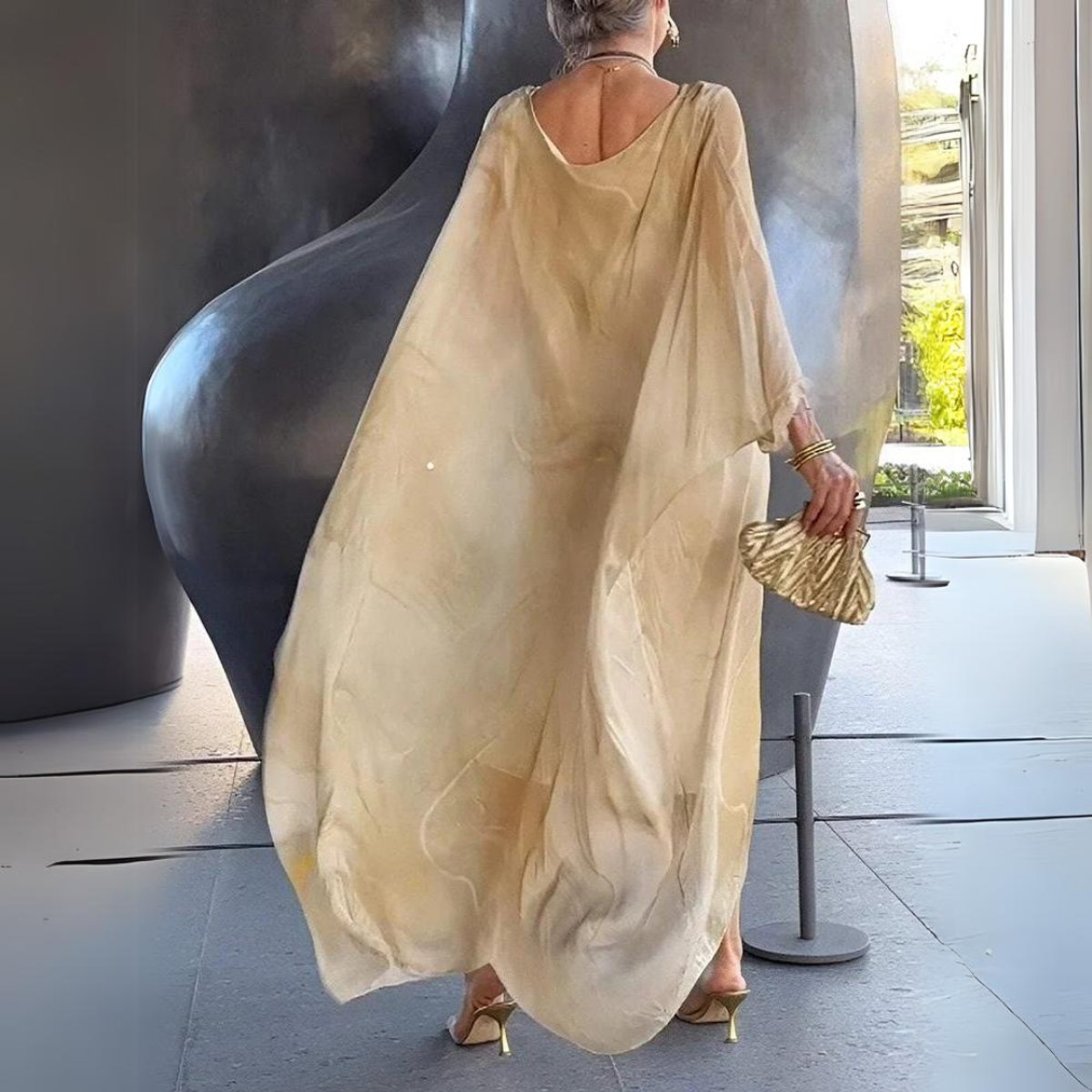 Florence | Women's Flowing Maxi Long Sleeve Dress Round Neck Oversized