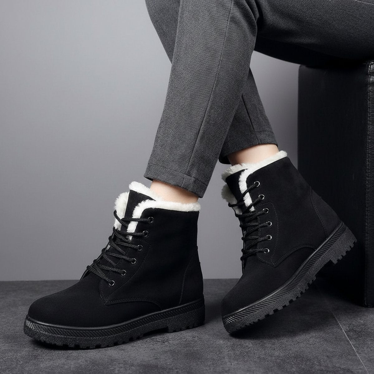 Isla | Women's Fur-Lined Lace-Up Ankle Snow Boots