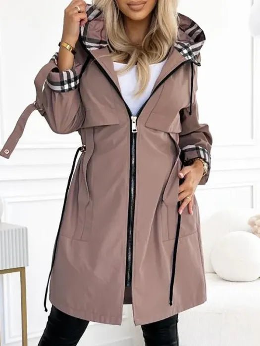 Evelyn | Women's Hooded Waterproof Windproof Zip Trench Coat