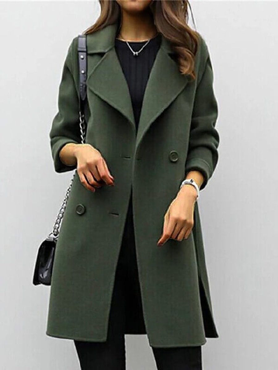 Ivy | Women's Jacket Double-Breasted Long Wool-Blend Oversized Coat
