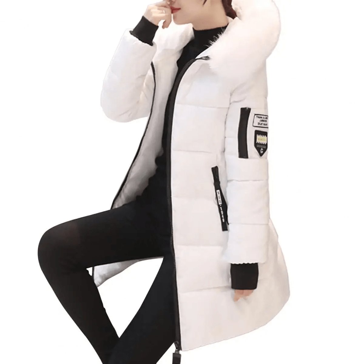 Freya | Women's Jacket Hooded Windproof Mid-Length Quilted Puffer Coat