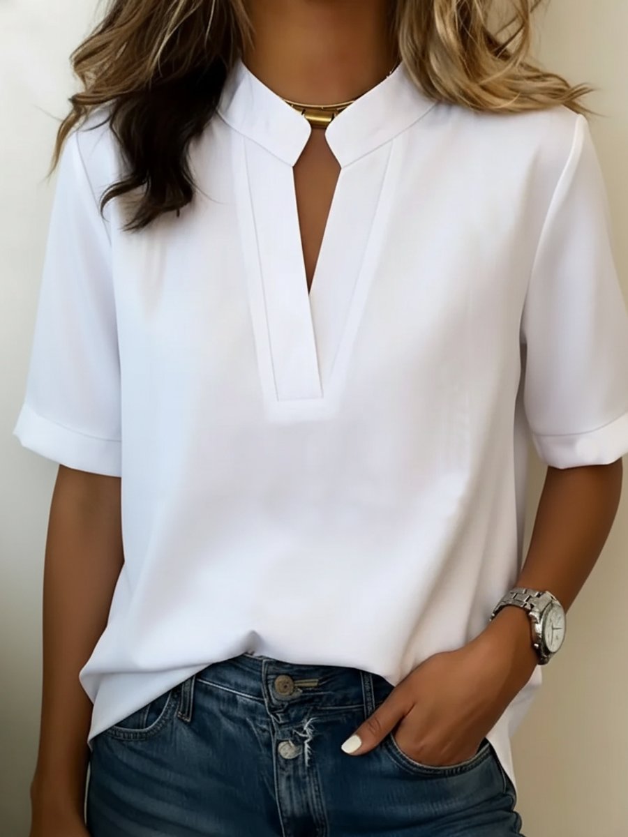Sophie | Women's Jumper Relaxed-Fit Short-Sleeve V-Neck Blouse Top