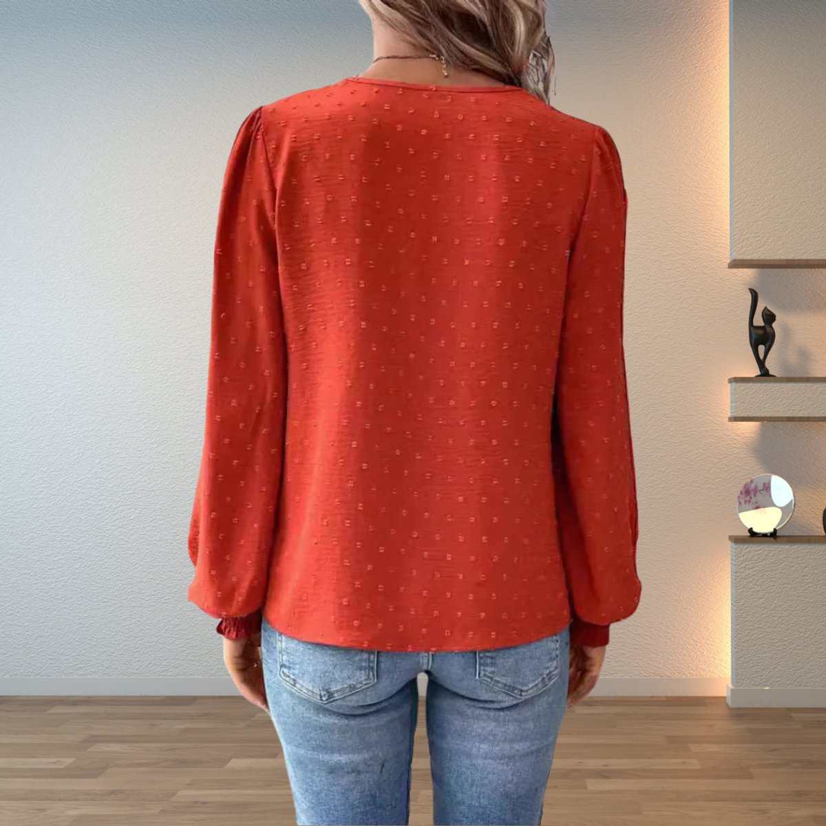 Sophie | Women's Lace Bodice V-Neck Long Sleeve Blouse