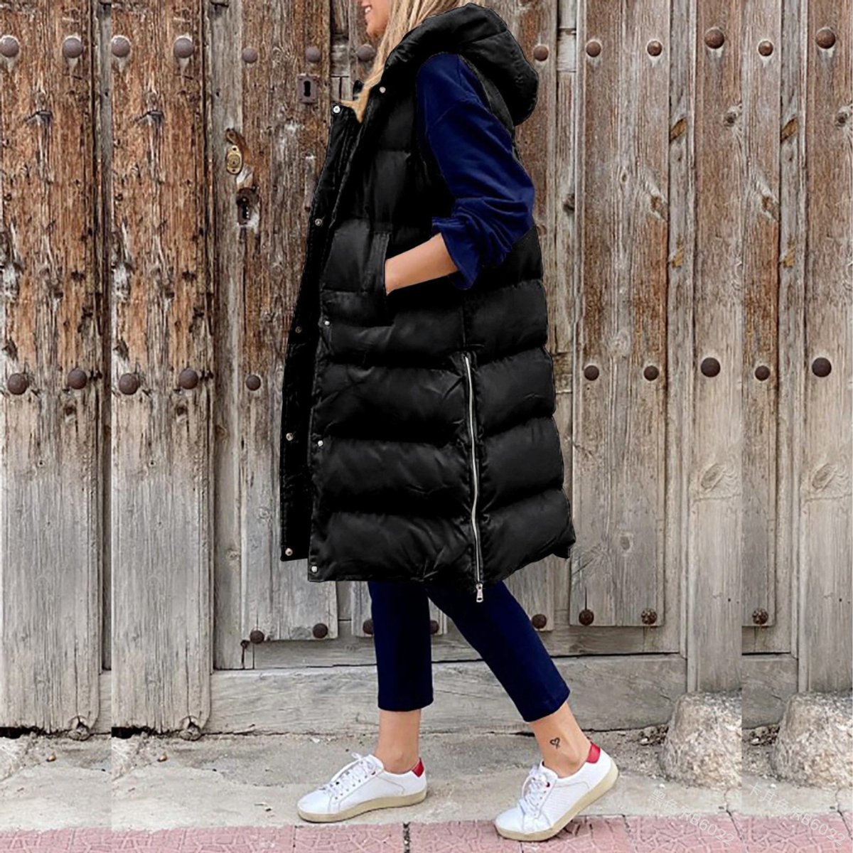 Willow | Women's Long Hooded Quilted Puffer Gilet Sleeveless Vest