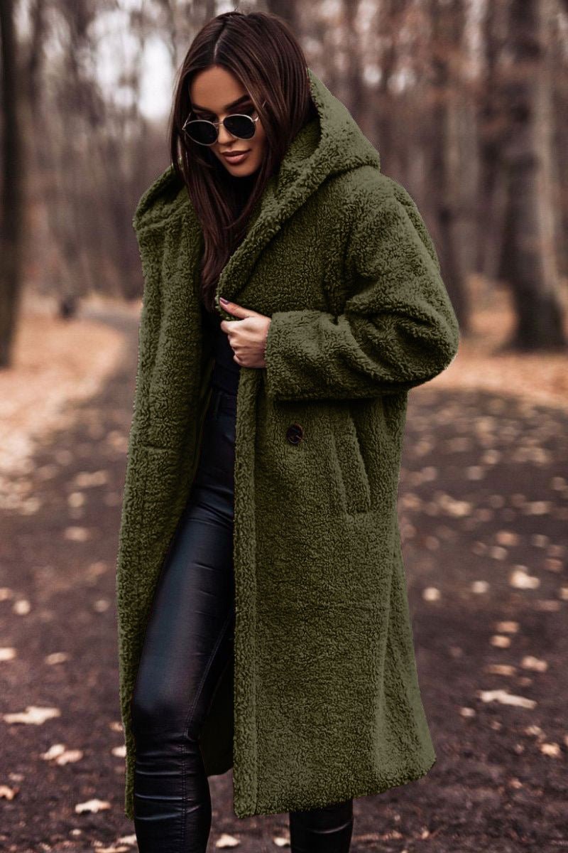 Florence | Women's Long Relaxed-Fit Teddy Fleece Hooded Coat