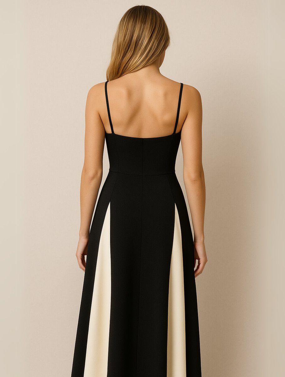 Isla | Womens Maxi Dress Sweetheart Contrast Panel Floor-Length Gown