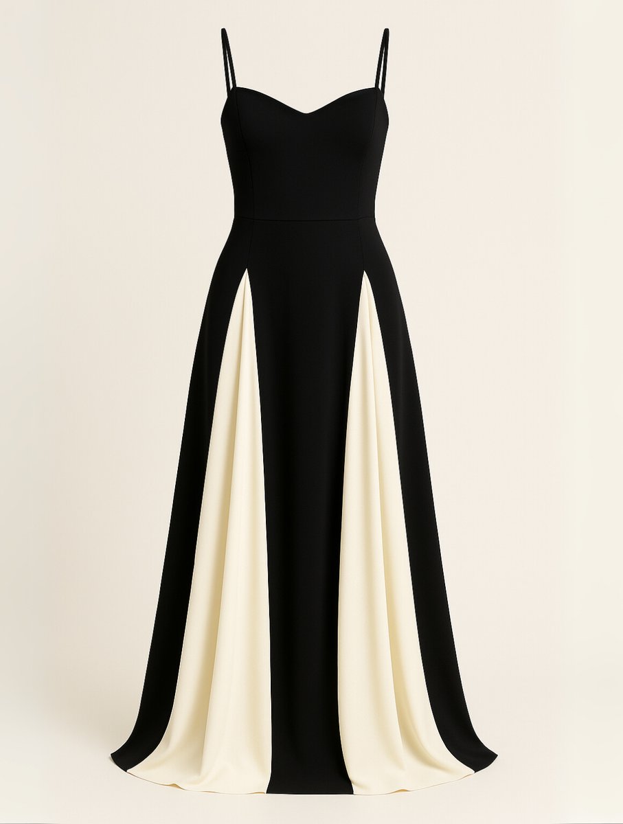 Isla | Womens Maxi Dress Sweetheart Contrast Panel Floor-Length Gown