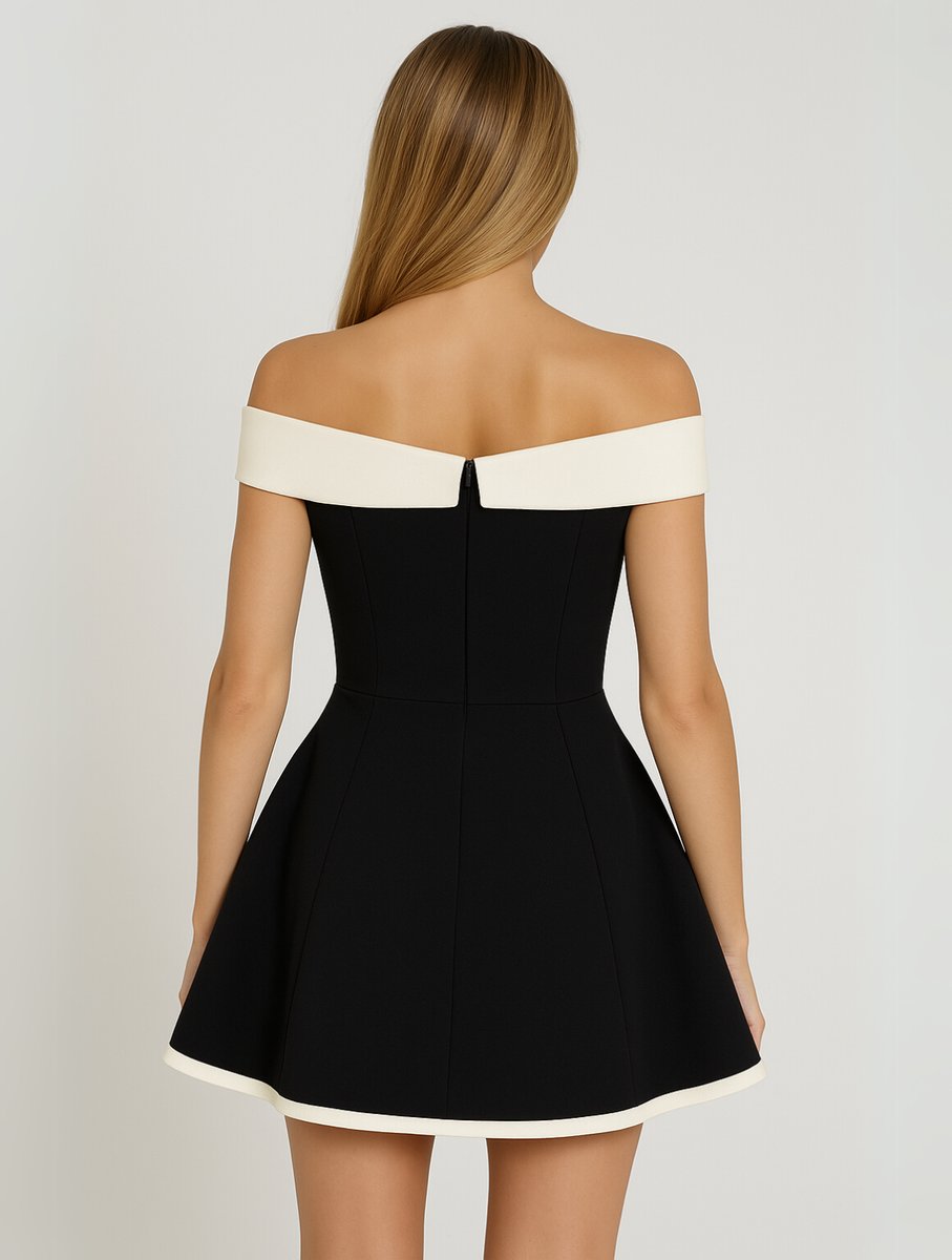 Emily | Women's Off-Shoulder Sweetheart Fit-and-Flare Mini Party Dress