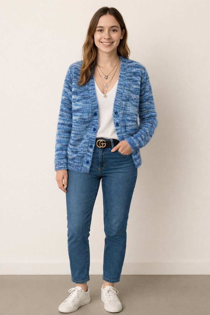 Willow | Women's Open-Front Striped Knit Cardigan Long Sleeve
