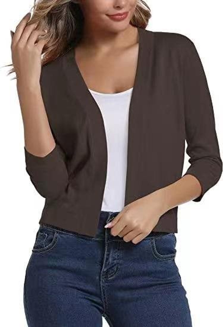 Isla | Women's Open-Front Three-Quarter Sleeve Cropped Cardigan