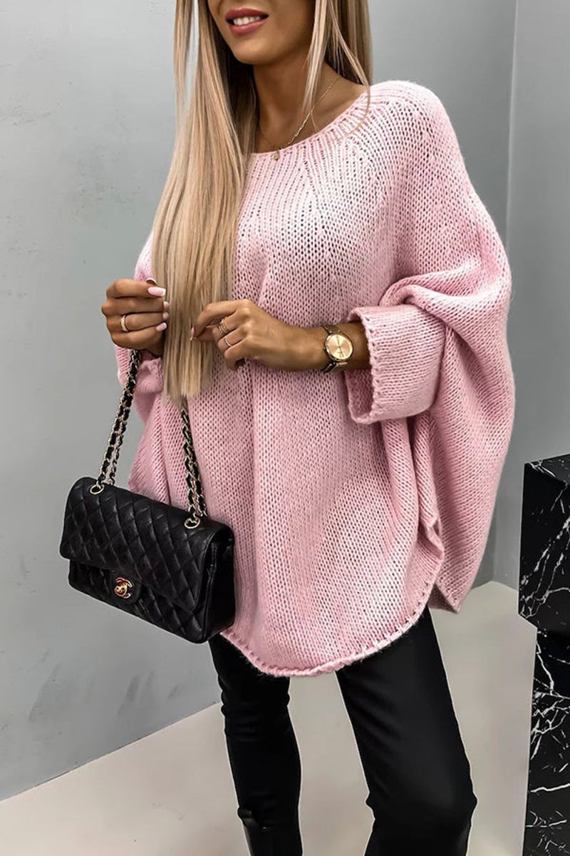 Florence | Women's Oversized Batwing-Sleeve Round-Neck Knit Sweater