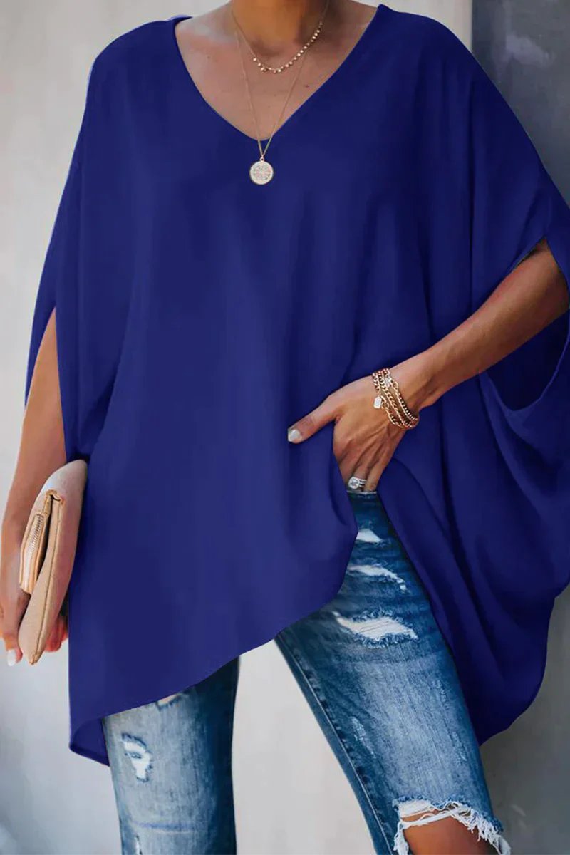 Emily | Women's Oversized Batwing-Sleeve V-Neck Tunic Top