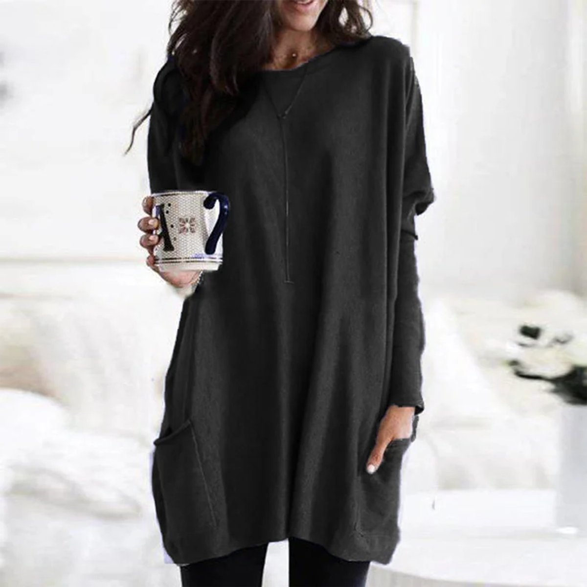 Aria | Women's Oversized Long-Sleeve Pocket Tunic Jumper Plus Size