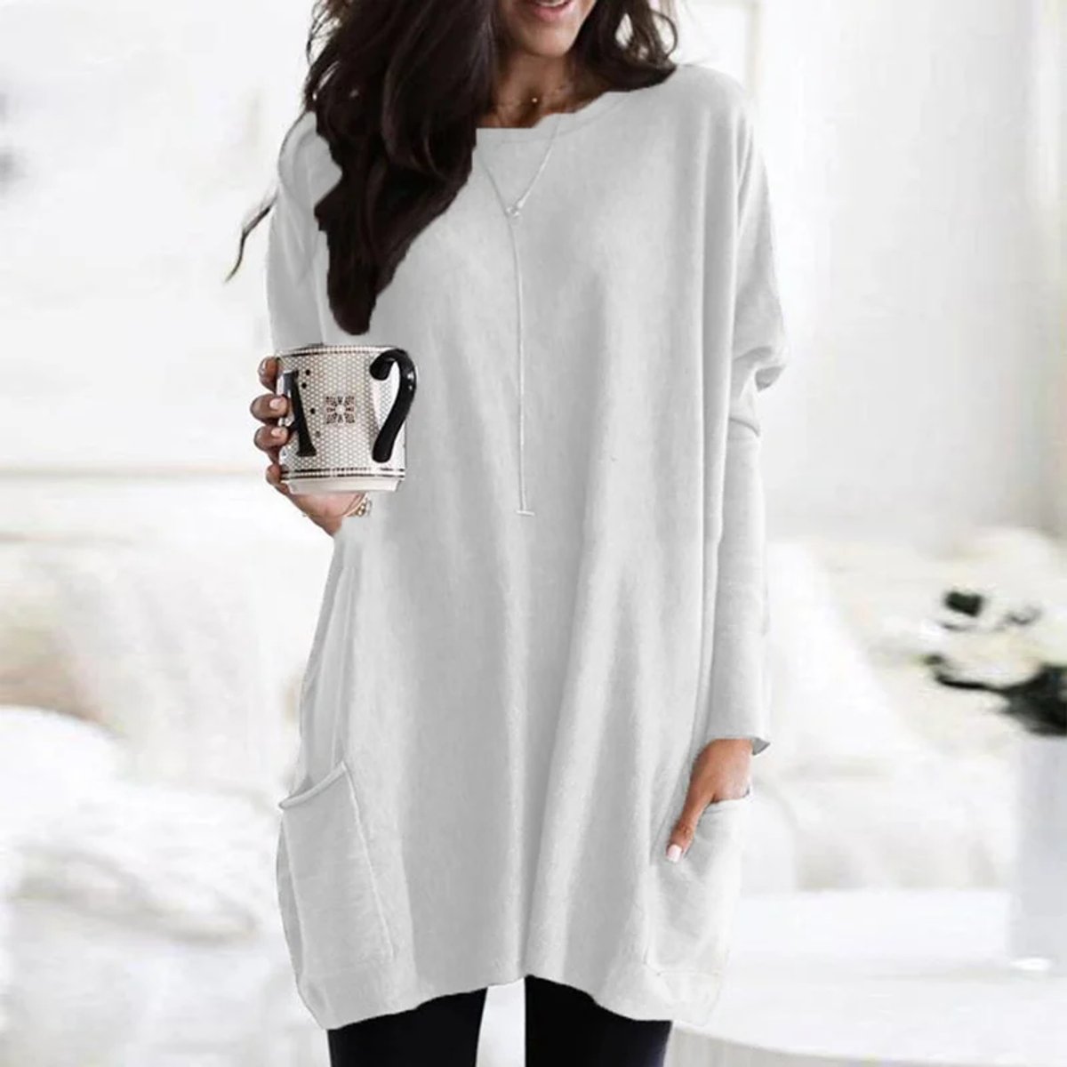 Aria | Women's Oversized Long-Sleeve Pocket Tunic Jumper Plus Size