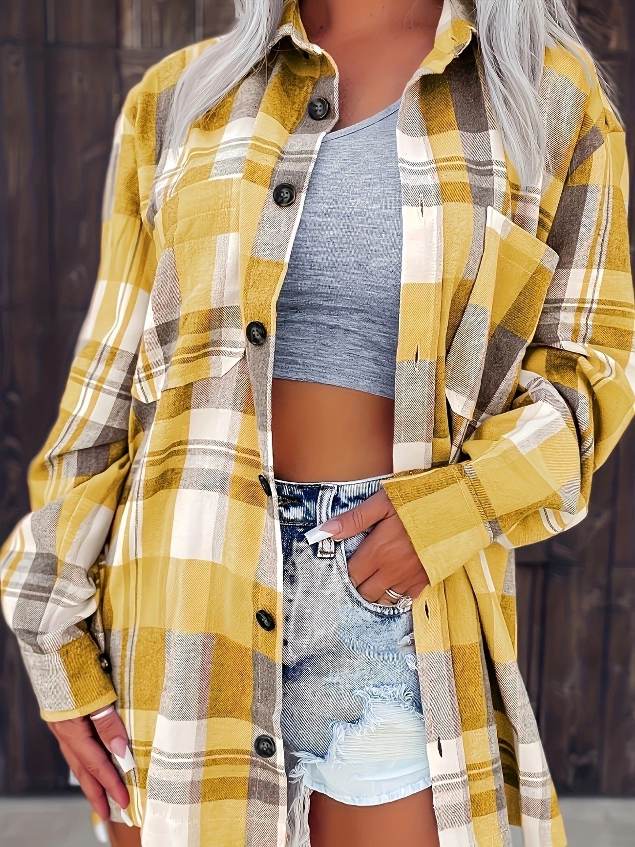 Lily | Women's Oversized Plaid Flannel Long Sleeve Button-Up Shirt