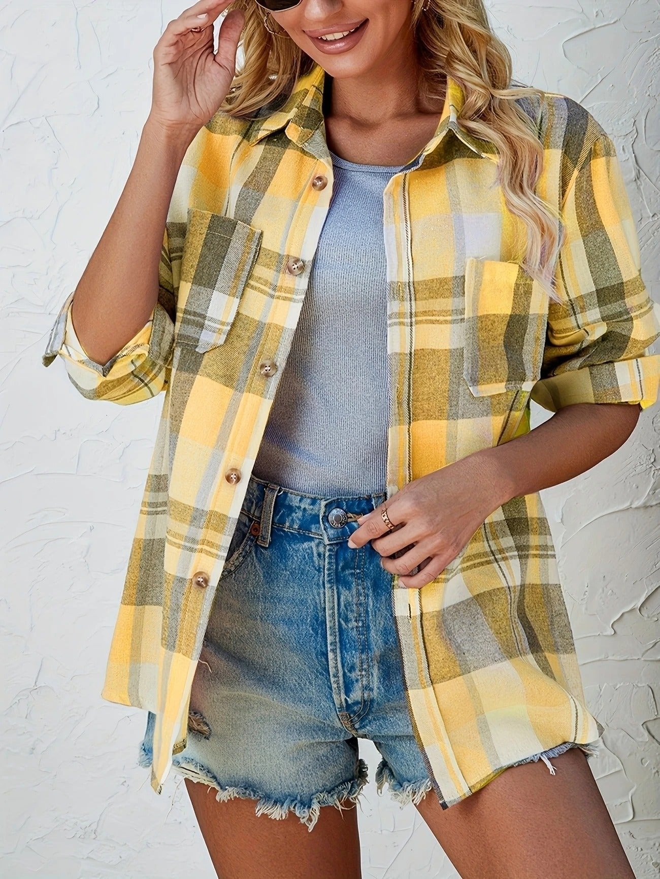 Lily | Women's Oversized Plaid Flannel Long Sleeve Button-Up Shirt