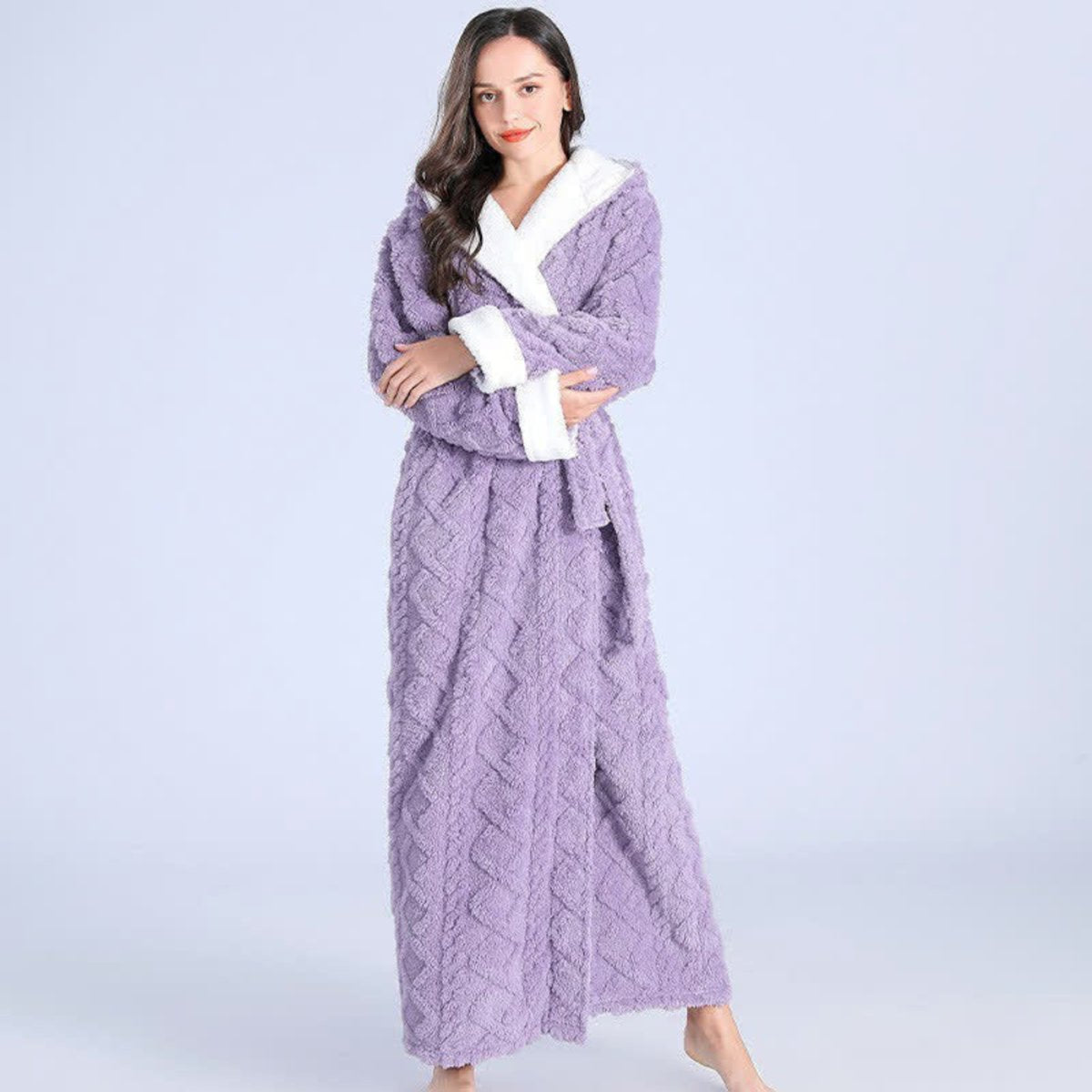 Florence | Womens Plush Fleece Long Dressing Gown Fluffy Bathrobe